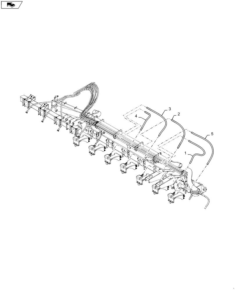 Схема запчастей Case IH 1265 - (79.904.AA[16]) - BULK FILL HOSE MIDDLE RIGHT FOR 32/30 (79) - PLANTING