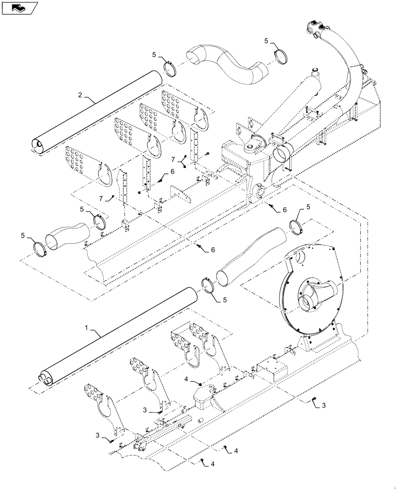 Схема запчастей Case IH 1265 - (79.103.AA[07]) - RIGHT OUT WING VACUUM DUCT 60 FOOT FOR 36/20 (79) - PLANTING