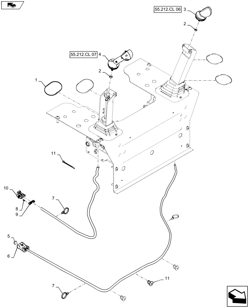 Схема запчастей Case IH SV250 - (55.512.CL[05]) - LEVEL 100 HANDLE GRIPS, 1-SPEED MECHANICAL CONTROLS (55) - ELECTRICAL SYSTEMS