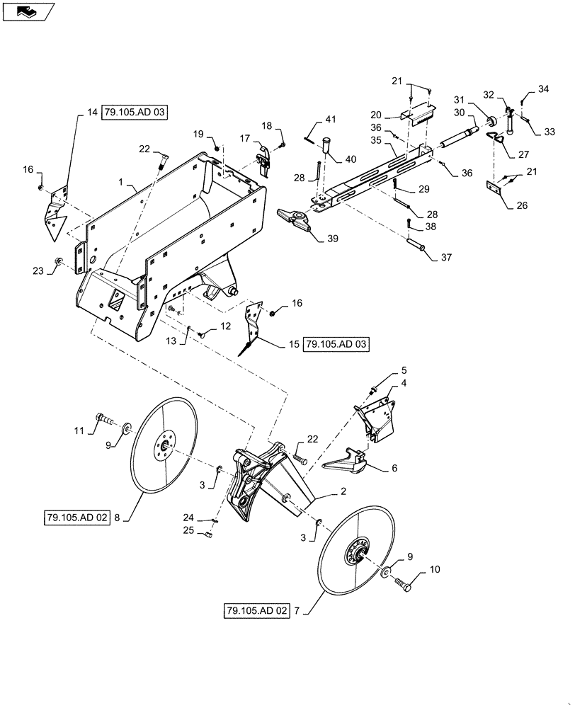 Схема запчастей Case IH 1200PT - (79.105.AD[01]) - ROW UNIT STANDARD LEAD OPENER (79) - PLANTING