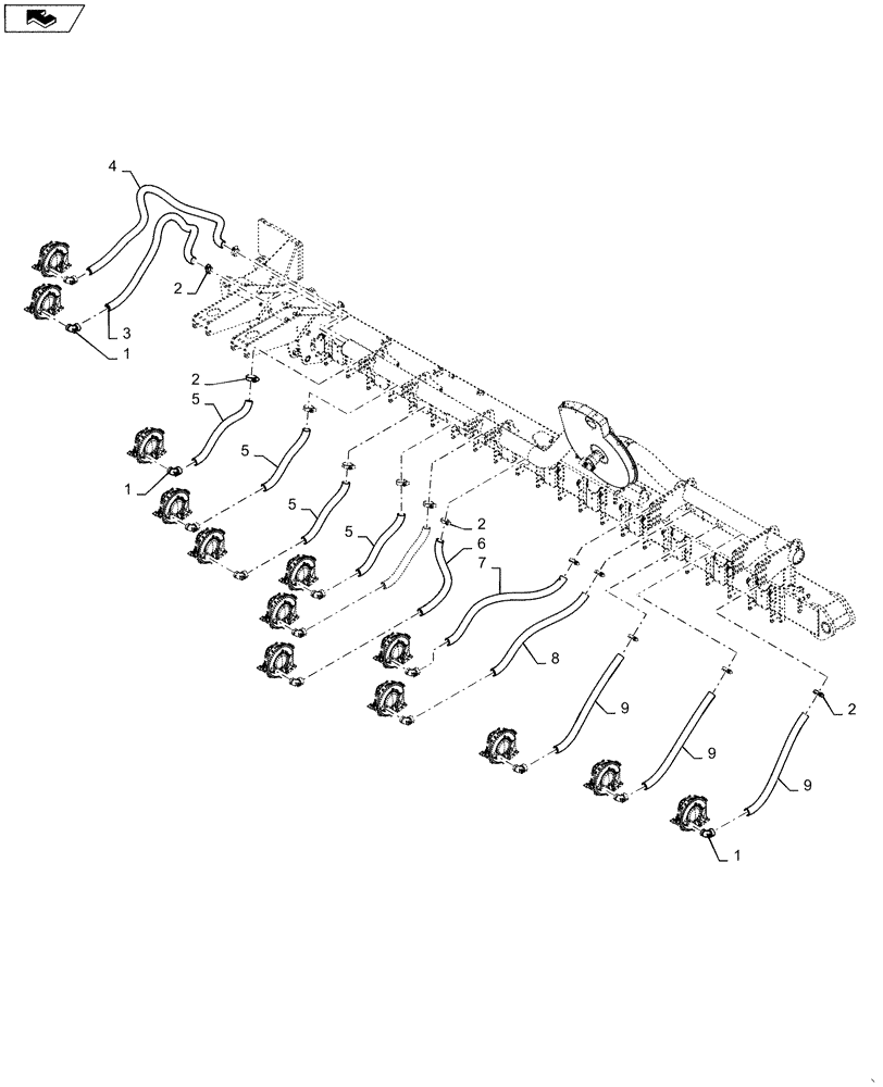 Схема запчастей Case IH 1265 - (79.103.AA[22]) - ROW UNIT VACUUM HOSE LEFT FOR 36/20 (79) - PLANTING