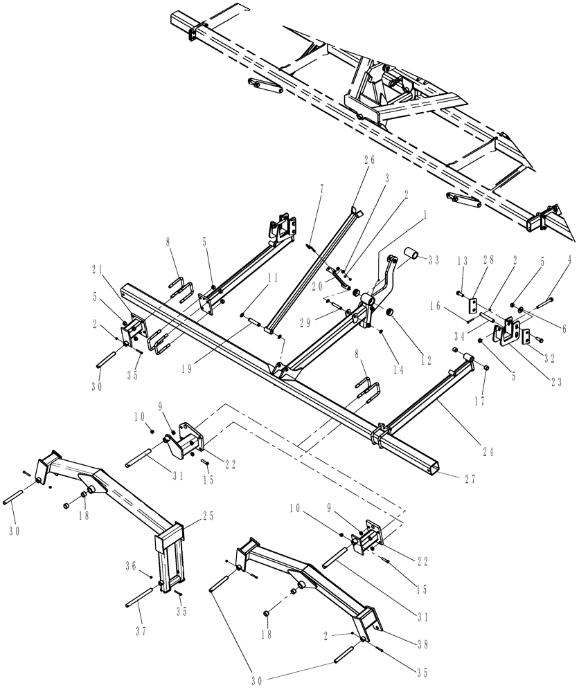 Схема запчастей Case IH ATX700 - (01.190.1) - FRAME, INNER WING - PACKER T-BAR (12) - FRAME