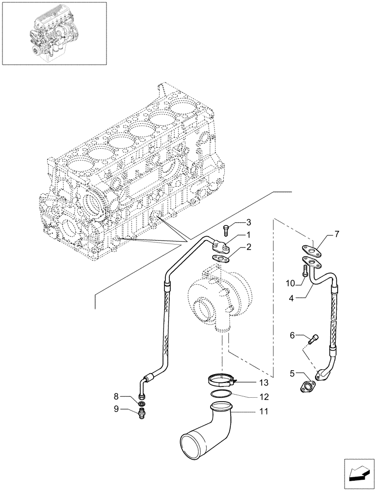 Схема запчастей Case IH STEIGER 435 - (02-51) - TURBOCHARGER PIPES, STEIGER 385 / 435 (02) - ENGINE