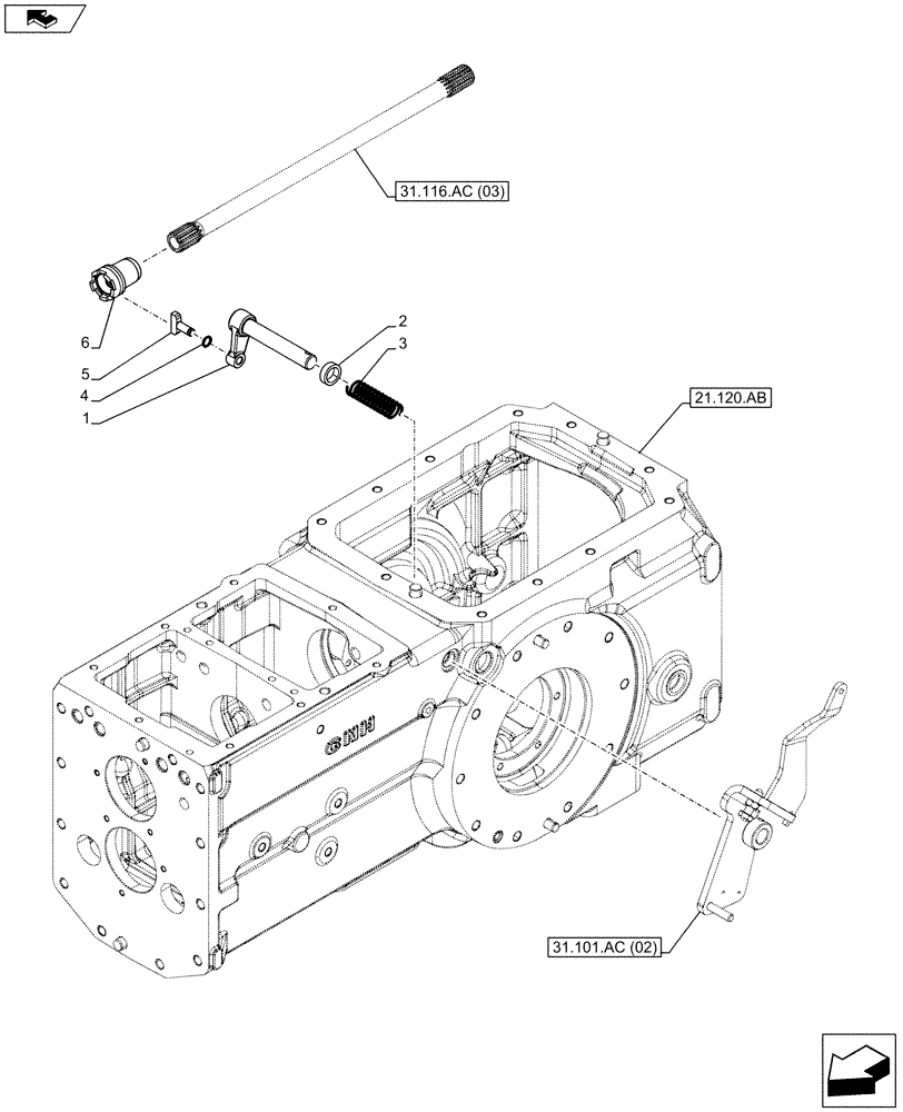 Схема запчастей Case IH FARMALL 115C - (31.101.AB[02]) - VAR - 743768 - PTO 540/540E/1000 RPM, HYDRAULIC, CONTROL LEVER (31) - IMPLEMENT POWER TAKE OFF