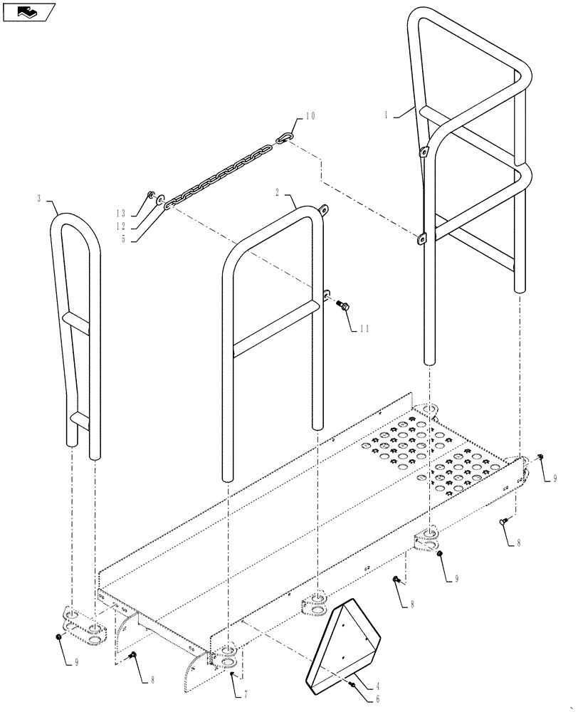 Схема запчастей Case IH 500 - (90.118.AX[01]) - HANDRAIL TANK PLATFORM (90) - PLATFORM, CAB, BODYWORK AND DECALS