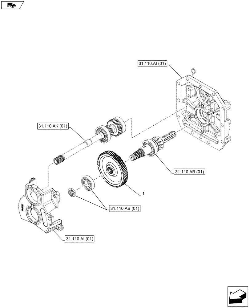 Схема запчастей Case IH FARMALL 85C - (31.110.AR[01]) - VAR - 743565 - PTO 540 RPM, MECHANICAL, DRIVEN GEAR, W/O CAB (31) - IMPLEMENT POWER TAKE OFF