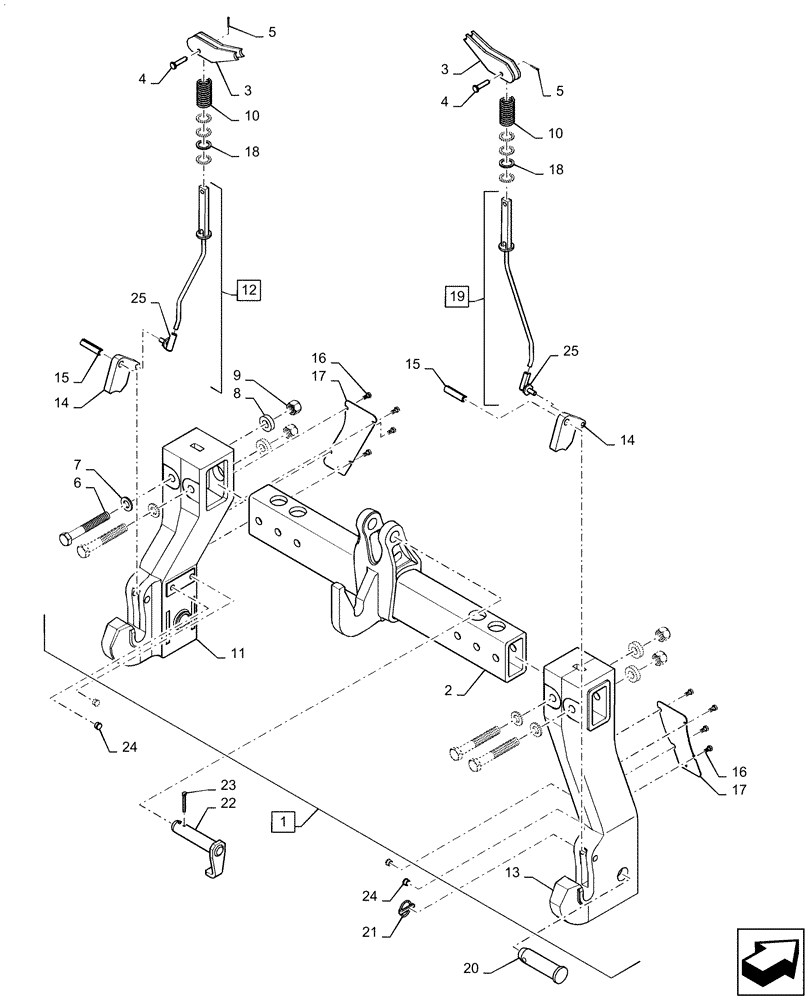 Схема запчастей Case IH MAGNUM 2654 - (37.120.AW[01]) - VAR - 429396, 429397, 429398, 429399 - QUICK-HITCH COUPLER, CONVERTIBLE, CATEGORY III/III-N (37) - HITCHES, DRAWBARS & IMPLEMENT COUPLINGS