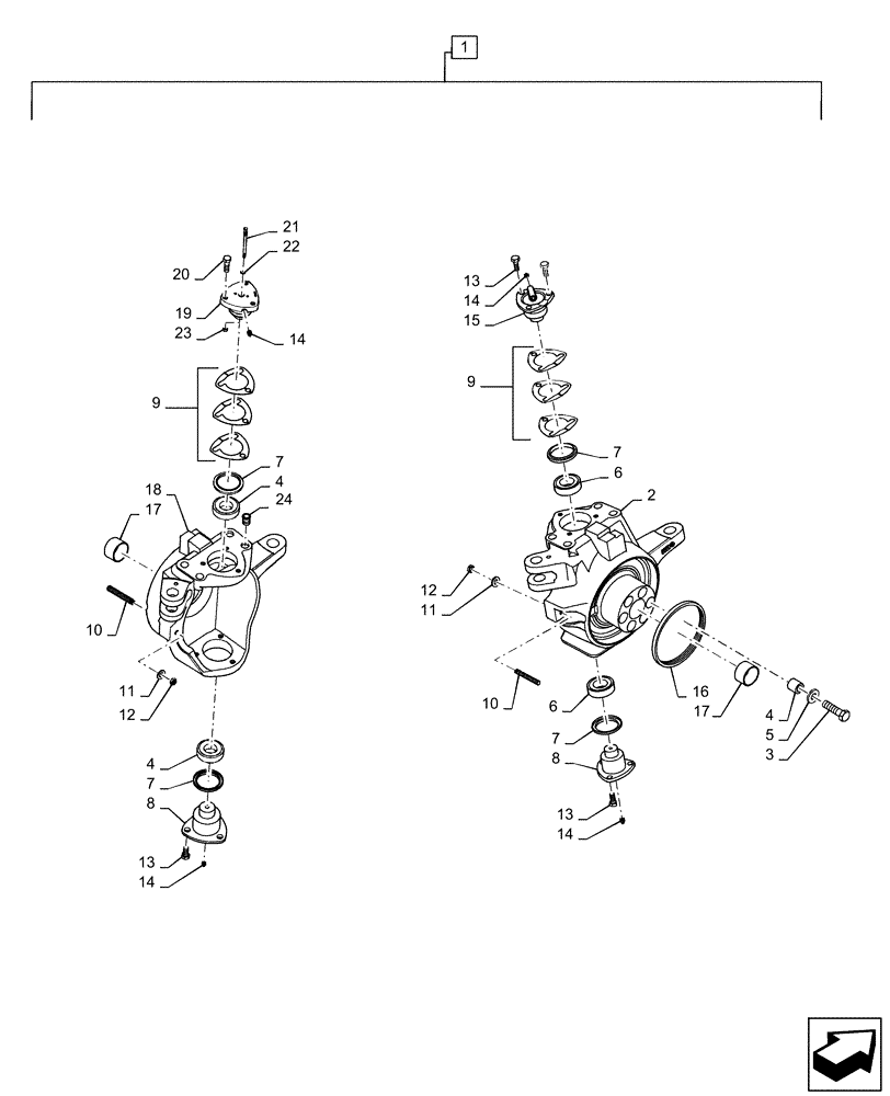 Схема запчастей Case IH MAGNUM 235 - (25.108.AG[01]) - VAR - 429286 STEERING KNUCKLE, CLASS 4.5 (25) - FRONT AXLE SYSTEM