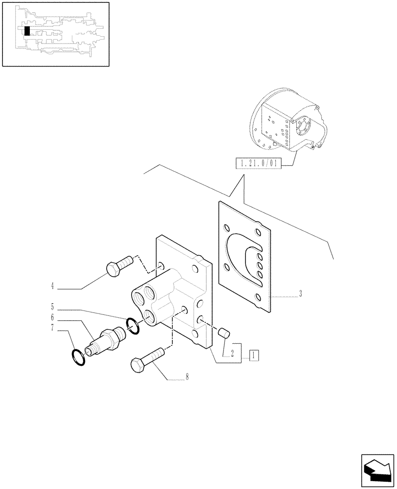 Схема запчастей Case IH MAXXUM 110 - (1.27.3) - TRANSMISSION 24X24 HI-LO - HI-LO LUBE MANIFOLD (STD + VAR.330282) (03) - TRANSMISSION