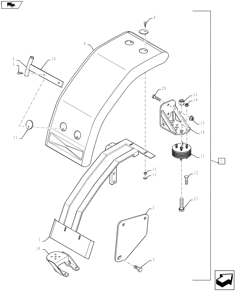 Схема запчастей Case IH MAGNUM 340 - (88.090.01[01]) - DIA KIT, MFD FENDER, NARROW (88) - ACCESSORIES