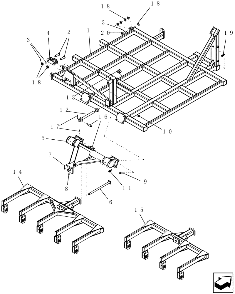 Схема запчастей Case IH ATX - (09-24) - WING FRAME WITH ROCKSHAFT & WHEEL GANGS, 3010 & 3310 DRILLS - 4 RANK (09) - CHASSIS