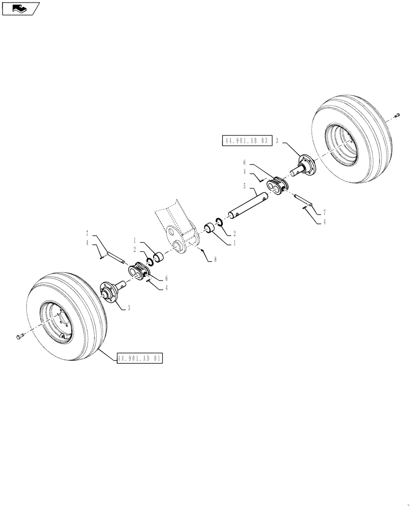 Схема запчастей Case IH 500T - (44.901.AA[05]) - 30 FOOT HIGH FLOTATION REAR WING WALK (44) - WHEELS