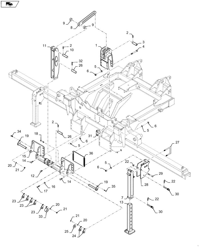 Схема запчастей Case IH 4025 - (39.100.AB[01]) - MAIN FRAME (39) - FRAMES AND BALLASTING