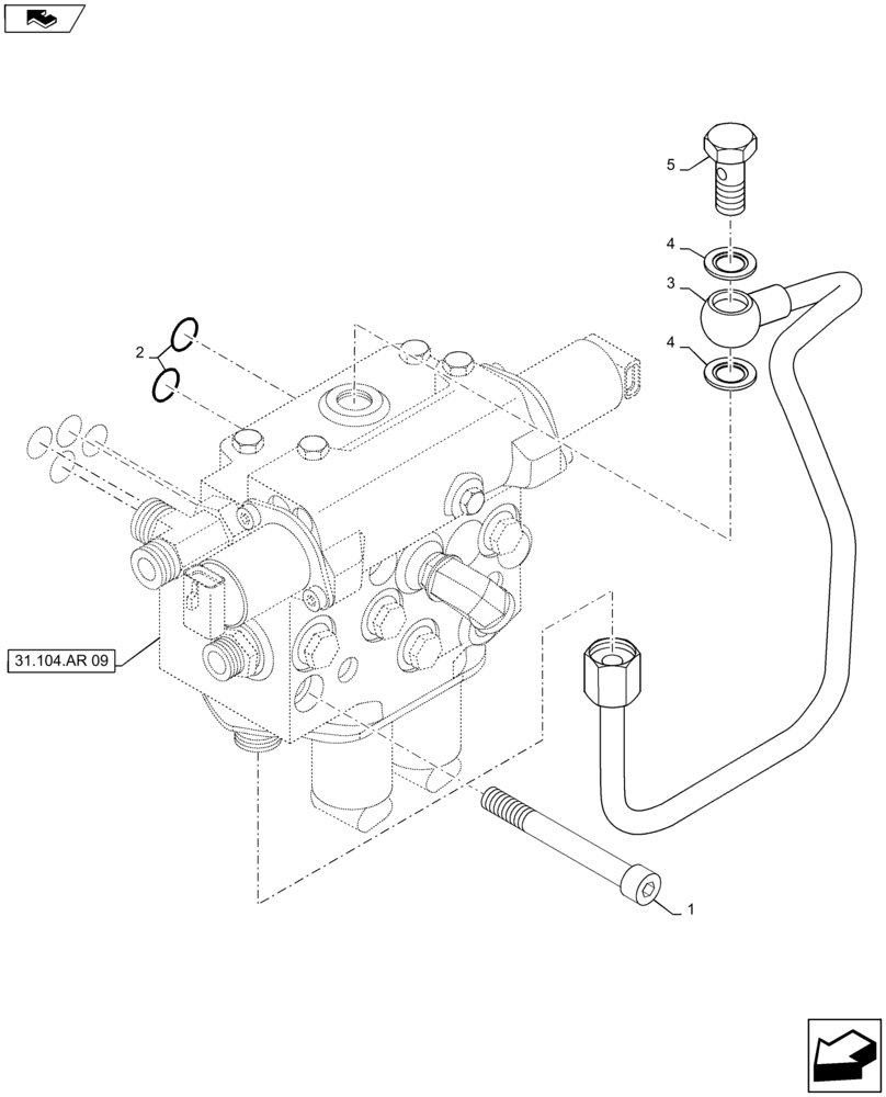 Схема запчастей Case IH MAXXUM 115 - (31.104.AV) - ELECTROHYDRAULIC CONTROL VALVE FOR 30 AND 40KM/H TRANSMISSION LESS CREEPER - HYDRAULIC TUBE (31) - IMPLEMENT POWER TAKE OFF