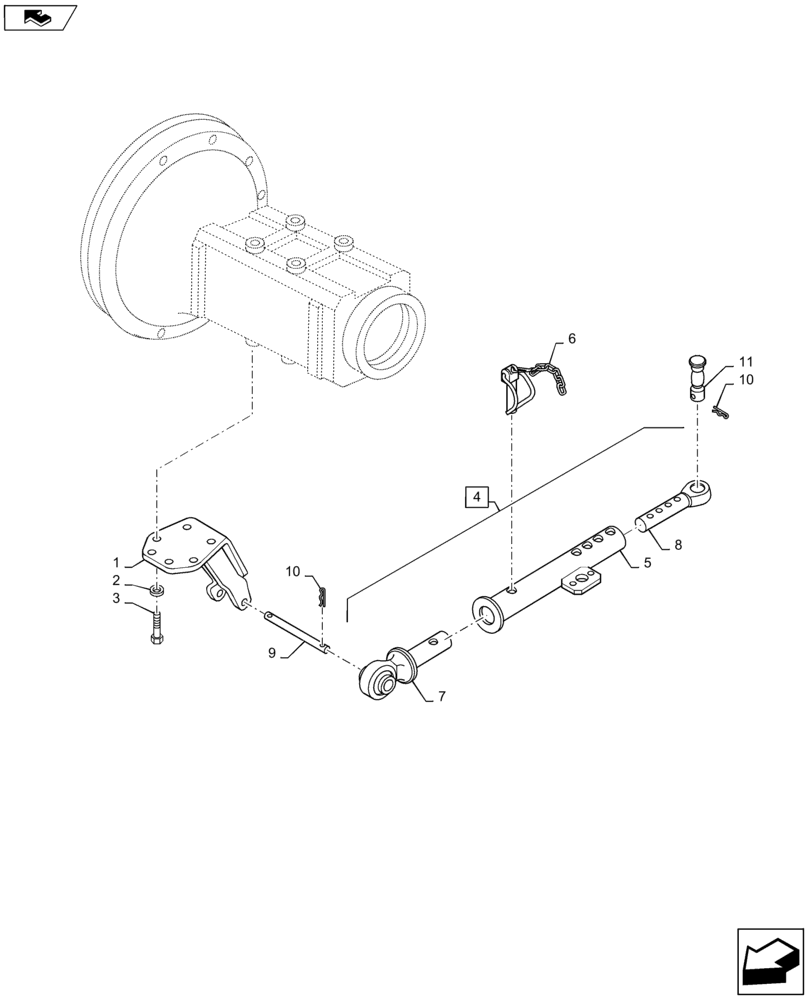 Схема запчастей Case IH MAXXUM 140 - (39.129.AC[03]) - VAR - 330945 - MECHANICAL STABILIZERS PIN TYPE ADJUSTMENT (39) - FRAMES AND BALLASTING