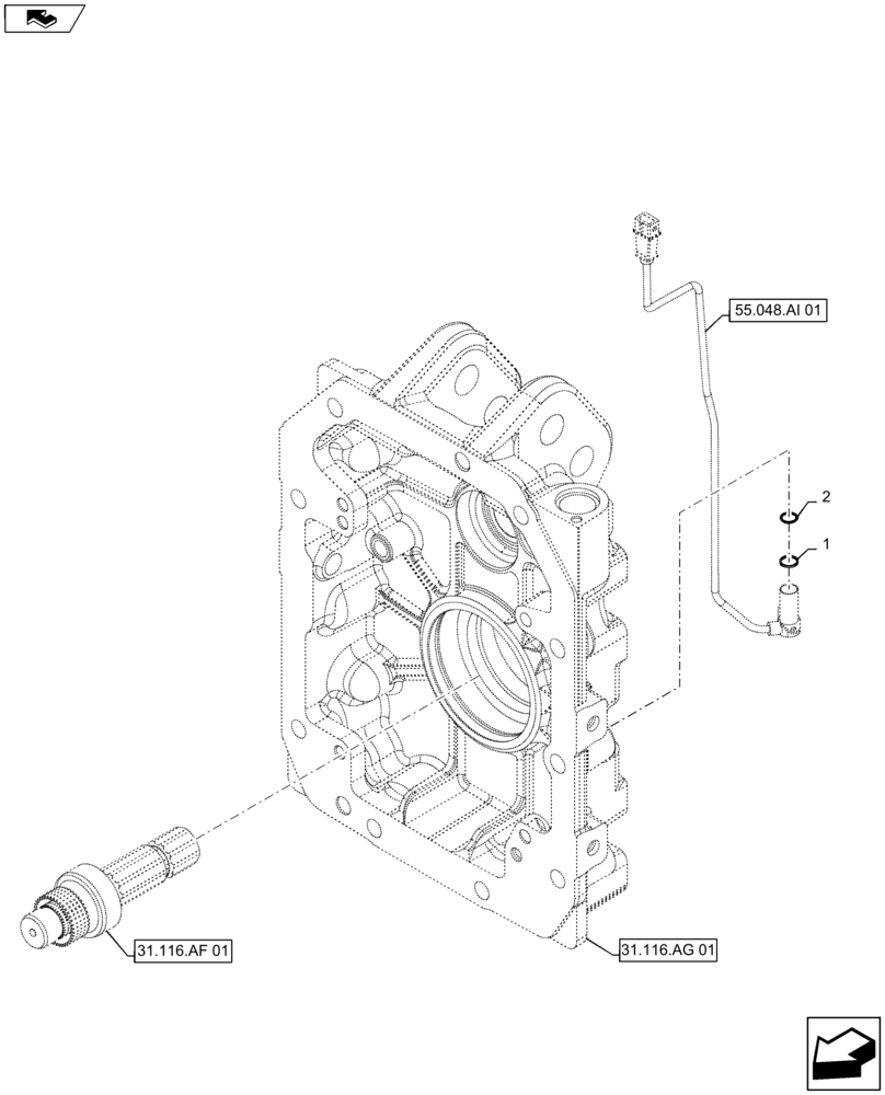 Схема запчастей Case IH MAXXUM 110 - (55.048.AI[02]) - VAR - 330448, 336449, 743678 - WATERPROOFING FOR FIXED FRONT AXLE - SEALS (55) - ELECTRICAL SYSTEMS