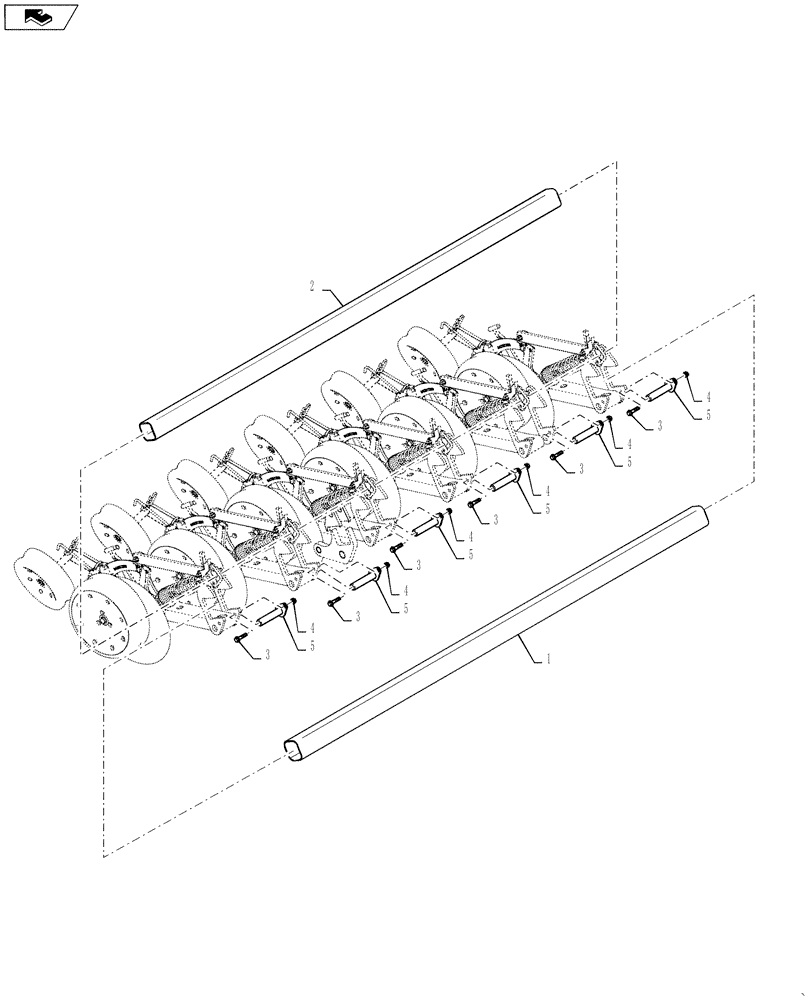 Схема запчастей Case IH 500T - (39.100.AD[01]) - OPENER ROCKSHAFTS AND TUBES (39) - FRAMES AND BALLASTING