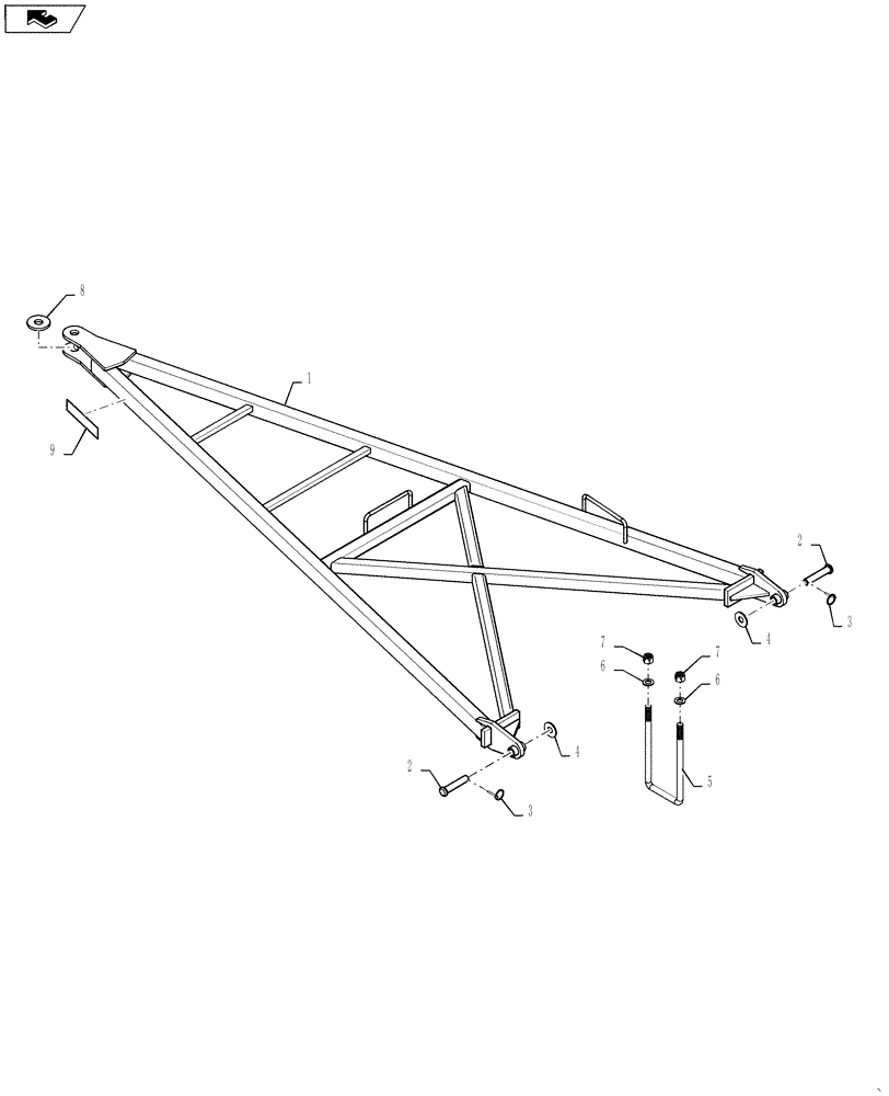 Схема запчастей Case IH 500T - (37.100.AF[02]) - REAR HITCH 40 FOOT FOR TBH CART (37) - HITCHES, DRAWBARS & IMPLEMENT COUPLINGS