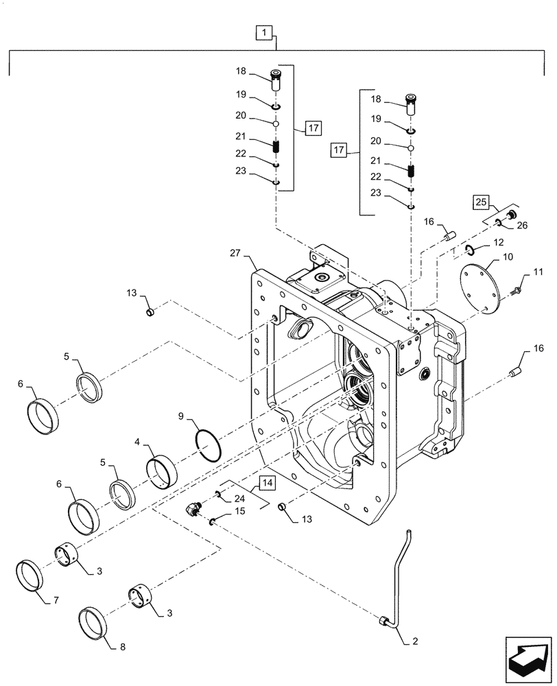 Схема запчастей Case IH MAGNUM 340 - (21.504.AP[01]) - TRANSMISSION - CVT - FRONT COVER ASSY. (21) - TRANSMISSION