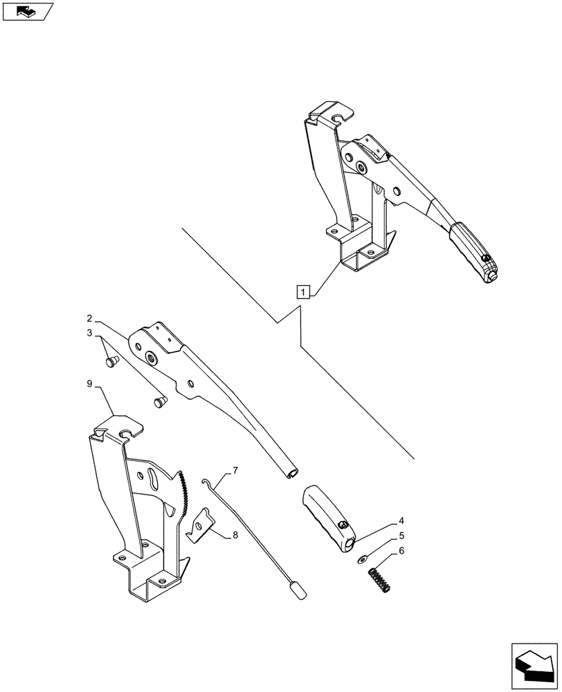 Схема запчастей Case IH FARMALL 105C - (33.110.AJ[06]) - VAR - 392315, 394315, 334187, 334188, 334190, 334191 - HAND BRAKE, COMPONENTS, W/O CAB (33) - BRAKES & CONTROLS