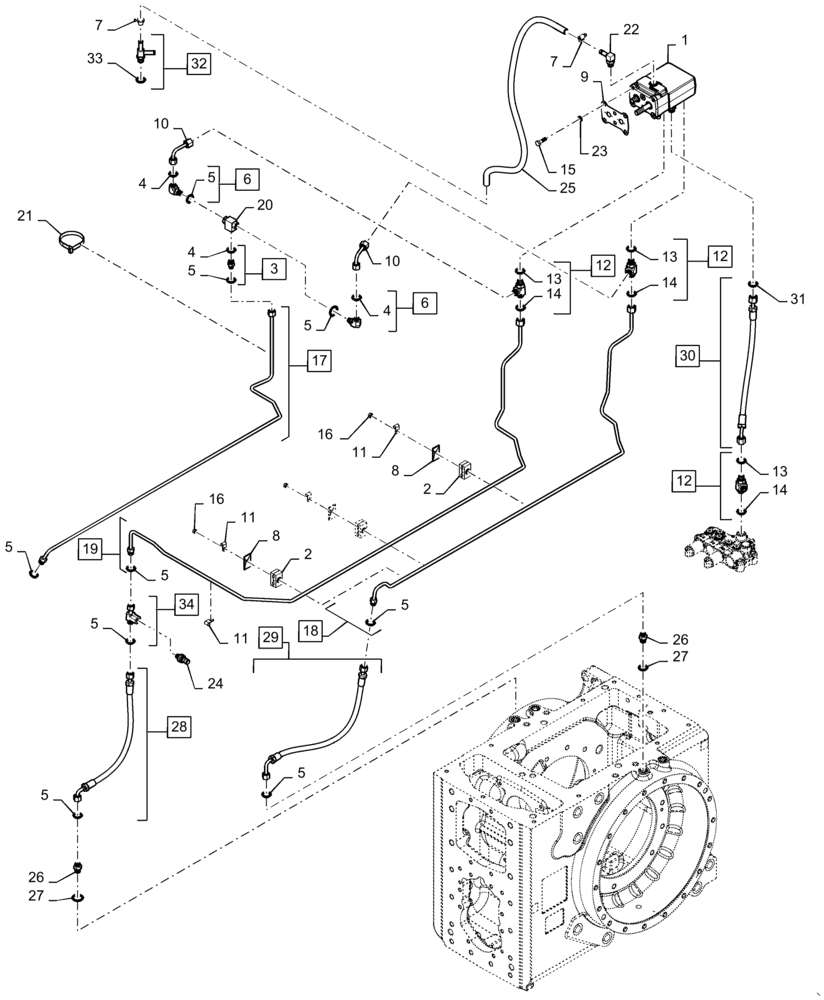 Схема запчастей Case IH MAGNUM 260 - (36.100.AI[02]) - MASTER BRAKE WITH PNEUMATIC TRAILER BRAKE (36) - PNEUMATIC SYSTEM