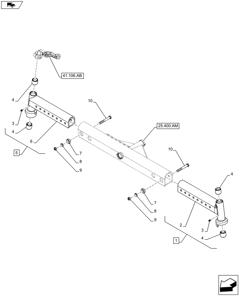 Схема запчастей Case IH FARMALL 85C - (25.400.AD) - VAR - 330581 - 2WD FRONT AXLE, AXLE EXTENSION (25) - FRONT AXLE SYSTEM