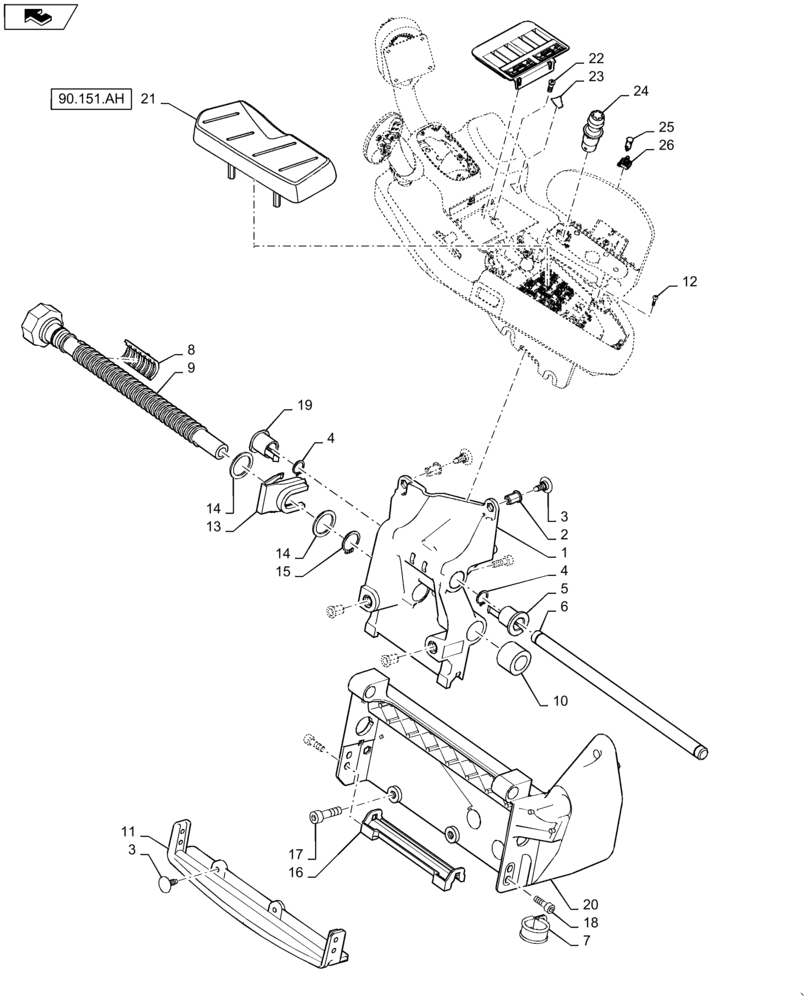 Схема запчастей Case IH MAGNUM 250 - (90.151.AP) - ARMREST CONTROLS (90) - PLATFORM, CAB, BODYWORK AND DECALS