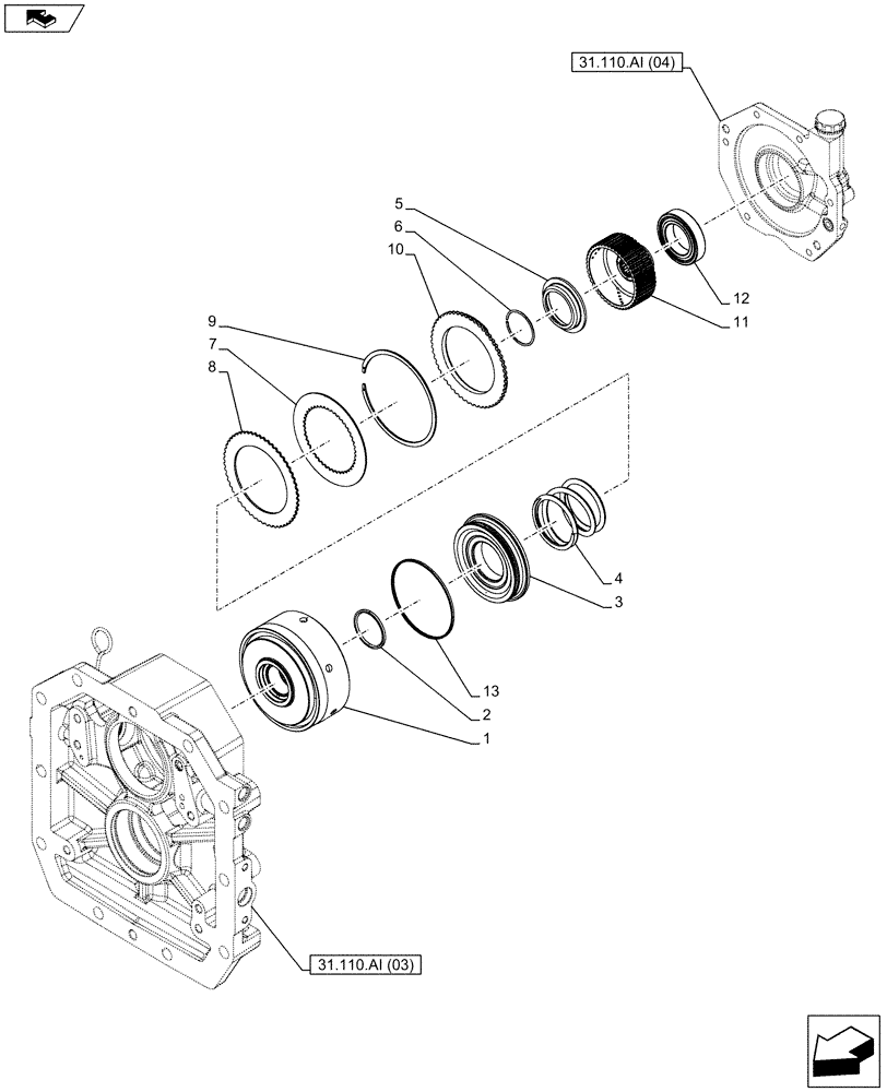 Схема запчастей Case IH FARMALL 95C - (31.110.AO[01]) - VAR - 743565 - PTO 540 RPM, HYDRAULIC, CLUTCH (31) - IMPLEMENT POWER TAKE OFF