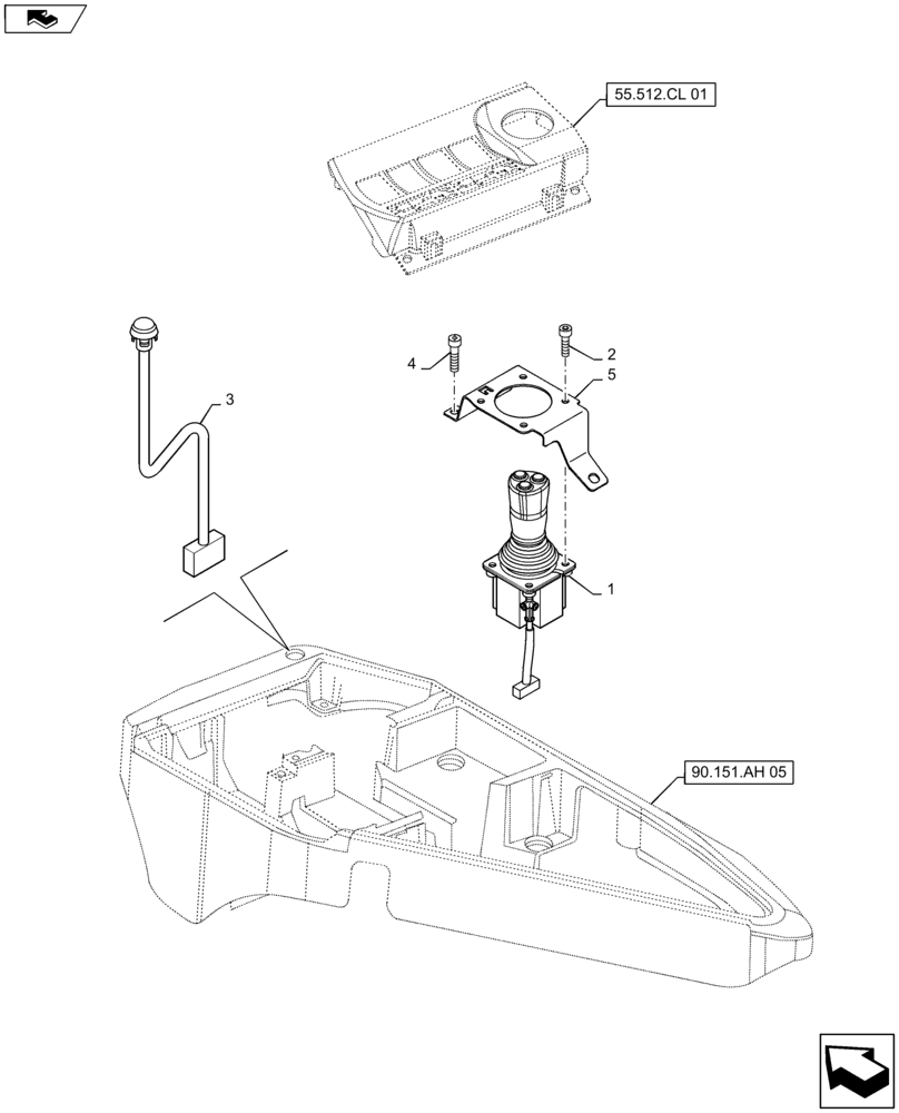 Схема запчастей Case IH MAXXUM 110 - (55.512.CL[03]) - VAR - 337782, 743687 - ELECTRONIC JOYSTICK WITH 3 BUTTONS FOR AUXILIARY SELECTION JOYSTICK (55) - ELECTRICAL SYSTEMS