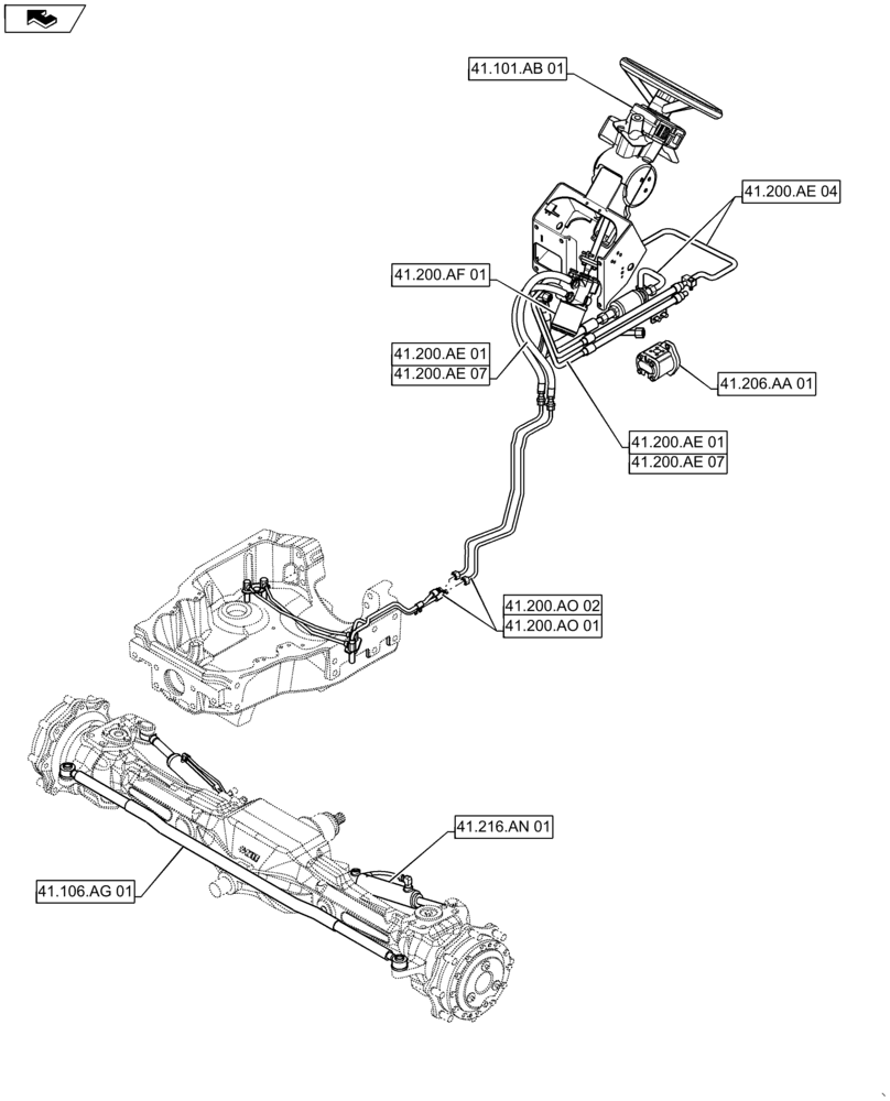 Схема запчастей Case IH MAXXUM 125 - (00.000.41) - PICTORIAL INDEX - STEERING (00) - GENERAL & PICTORIAL INDEX