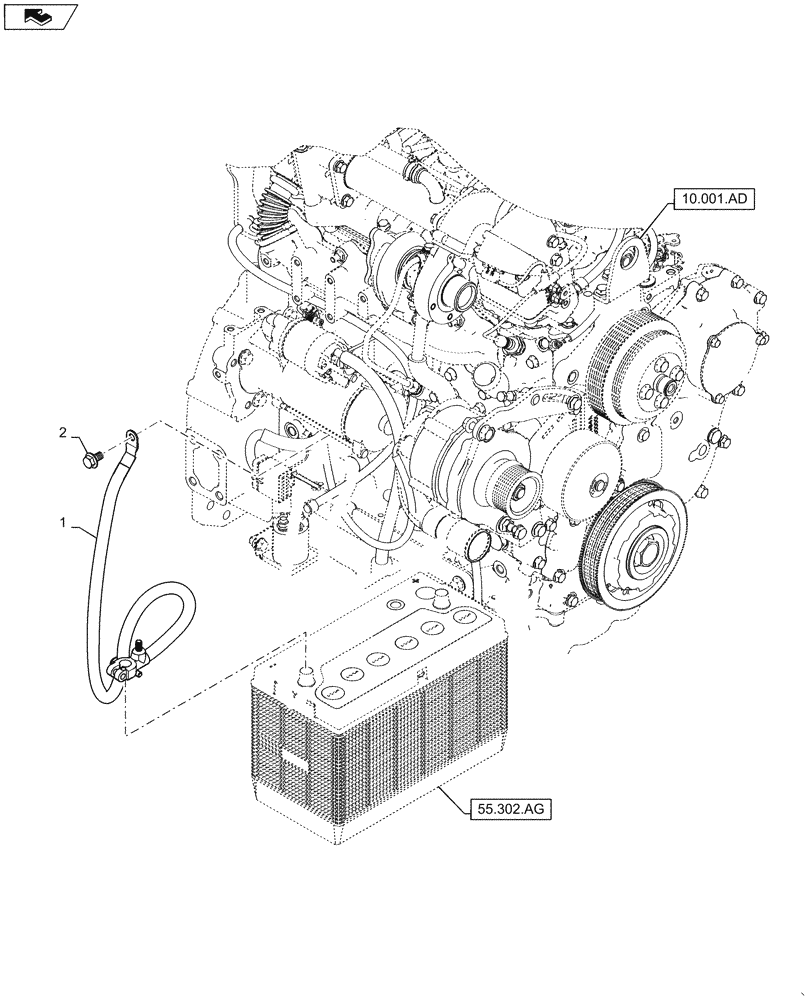 Схема запчастей Case IH SR220 - (55.302.AI[01]) - NO BATTERY DISCONNECT (55) - ELECTRICAL SYSTEMS