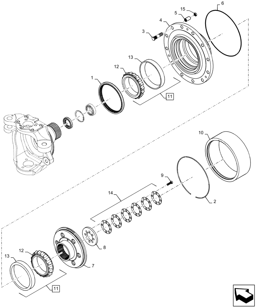 Схема запчастей Case IH MAGNUM 340 - (25.108.AB[07]) - VAR - 420277, 429199 CNH STEERING KNUCKLE AND HUB, CLASS 5 (25) - FRONT AXLE SYSTEM