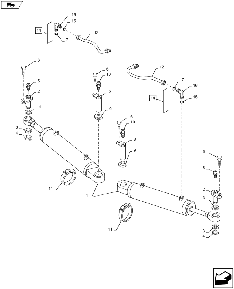 Схема запчастей Case IH MAXXUM 140 - (41.216.AN[04]) - VAR - 330408 - CL.4 FRONT AXLE - HYDRAULIC STEERING CYLINDER (41) - STEERING