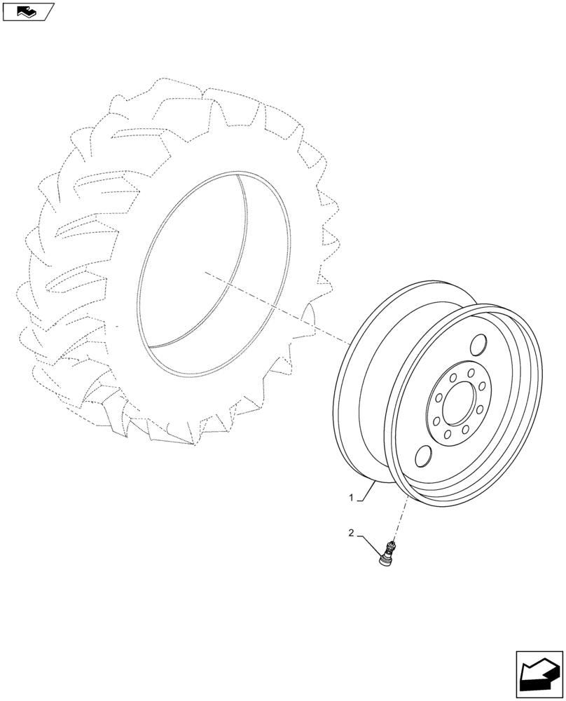 Схема запчастей Case IH MAXXUM 110 - (44.511.AG[05]) - VAR - 8825501, 8241501, 8825401, 8843501, 8852401, 8858401 - FRONT WHEELS (44) - WHEELS