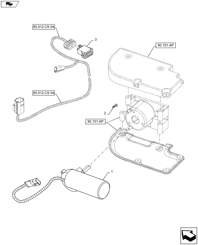 Схема запчастей Case IH MAXXUM 120 - (55.512.CS[03]) - VAR - 330019 - ELECTRICAL ARMREST ADJUSTMENT - MOTOR AND SWITCH (55) - ELECTRICAL SYSTEMS