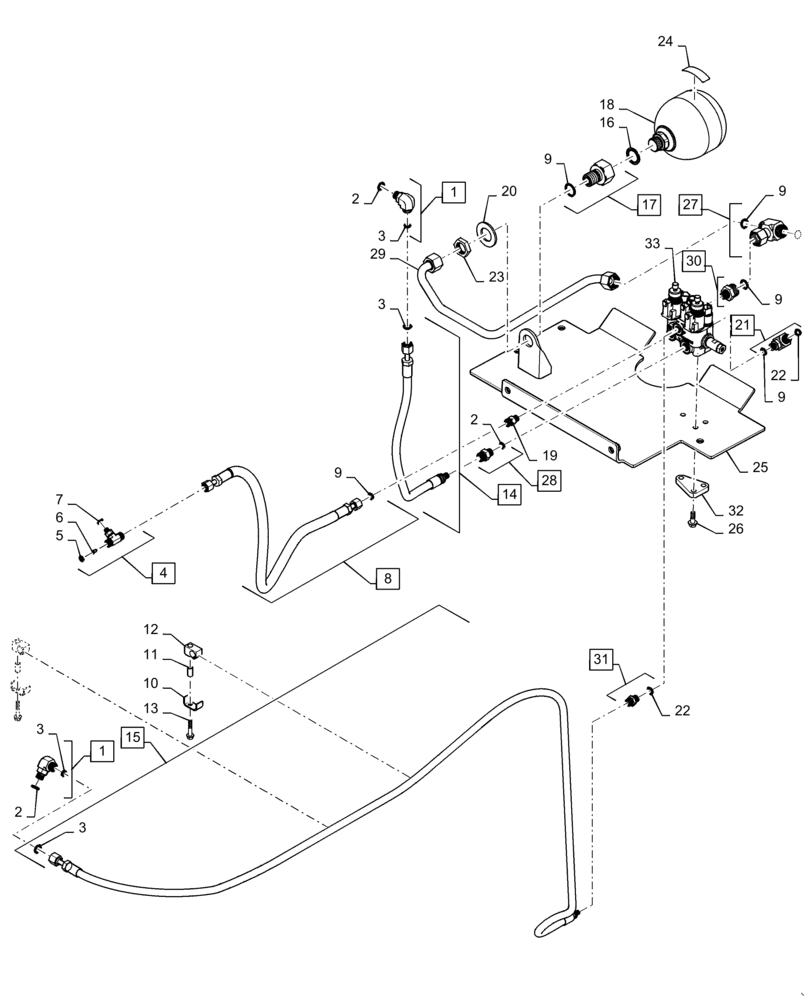 Схема запчастей Case IH MAGNUM 310 - (25.122.AL[06]) - VAR - 420228, 429199, 429380 - CONTROL VALVE, SUSPENDED FRONT AXLE - BSN ZERF08099 (25) - FRONT AXLE SYSTEM