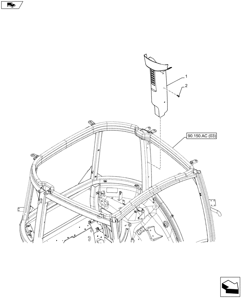 Схема запчастей Case IH FARMALL 115C - (90.160.BI[03]) - VAR - 331606, 334181, 334182, 334184, 334212, 339606 - PILLAR, PILLAR, LEFT SIDE, PILLAR, W/ CAB (90) - PLATFORM, CAB, BODYWORK AND DECALS