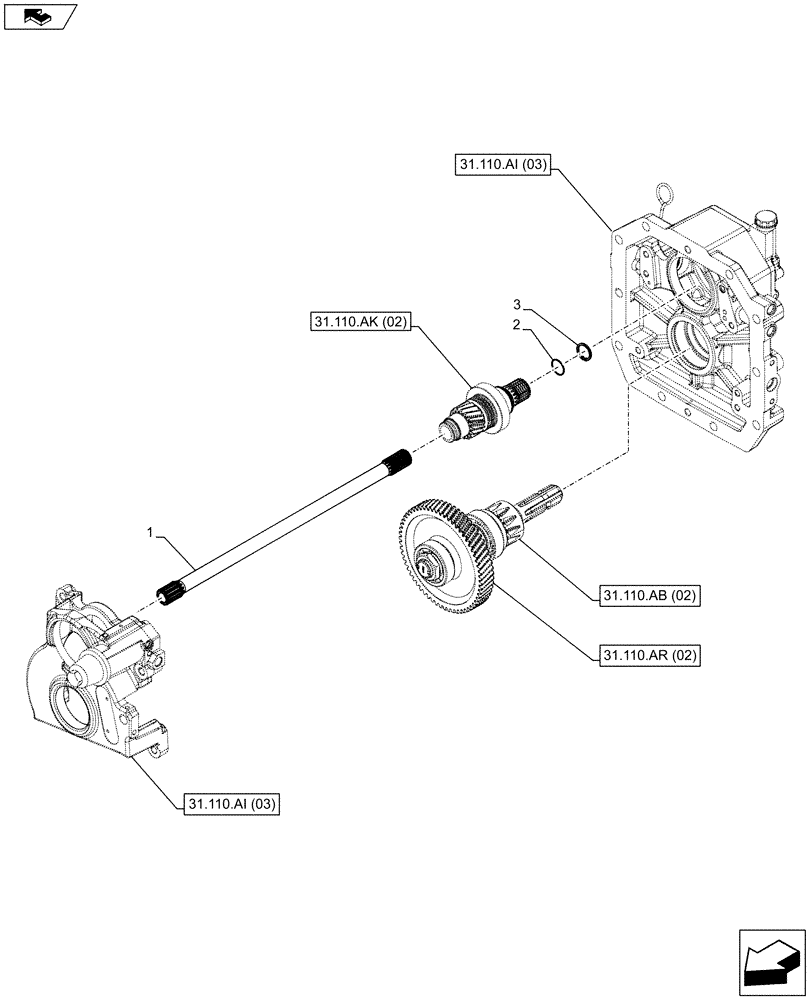 Схема запчастей Case IH FARMALL 95C - (31.110.AH[04]) - VAR - 743565 - PTO 540 RPM - HYDRAULIC, ENGAGED DRIVE SHAFT (31) - IMPLEMENT POWER TAKE OFF