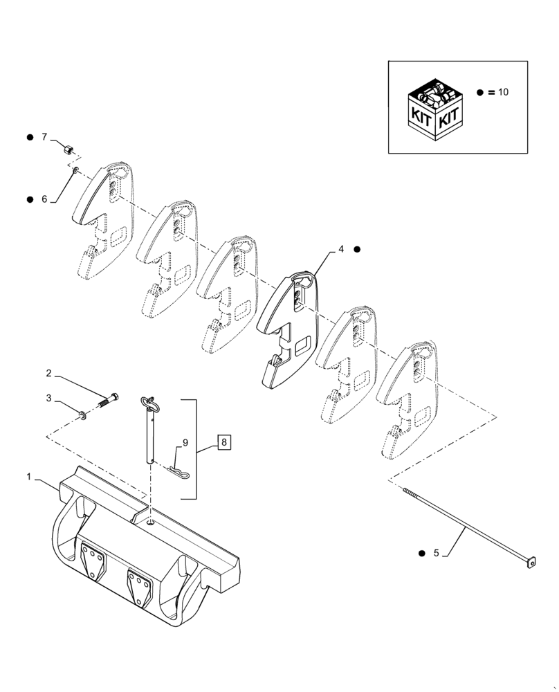 Схема запчастей Case IH MAGNUM 260 - (39.140.AF) - FRONT WEIGHTS (39) - FRAMES AND BALLASTING