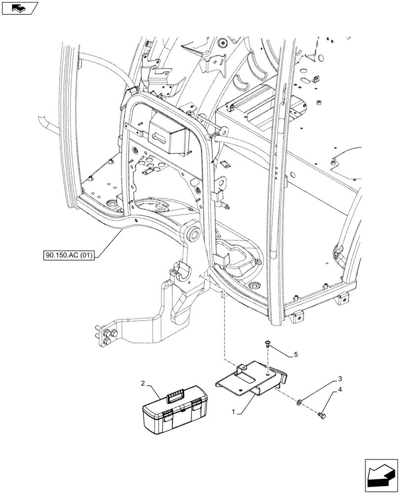 Схема запчастей Case IH FARMALL 85C - (88.100.AH[02]) - VAR - 332998, 744622 - TOOL BOX, FOR LOADER - NA (88) - ACCESSORIES