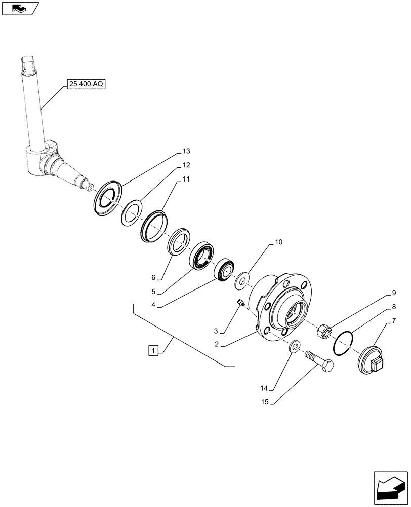 Схема запчастей Case IH FARMALL 115C - (25.400.AH) - VAR - 330581 - 2WD FRONT AXLE, HUB (25) - FRONT AXLE SYSTEM