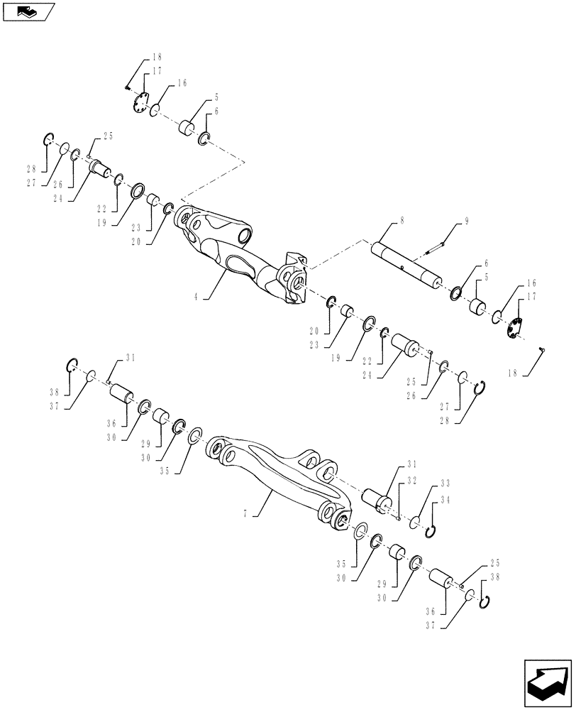 Схема запчастей Case IH MAGNUM 260 - (25.100.BB[03]) - VAR - 420228 DANA FRONT AXLE SUSPENSION, CLASS 4.75 (25) - FRONT AXLE SYSTEM