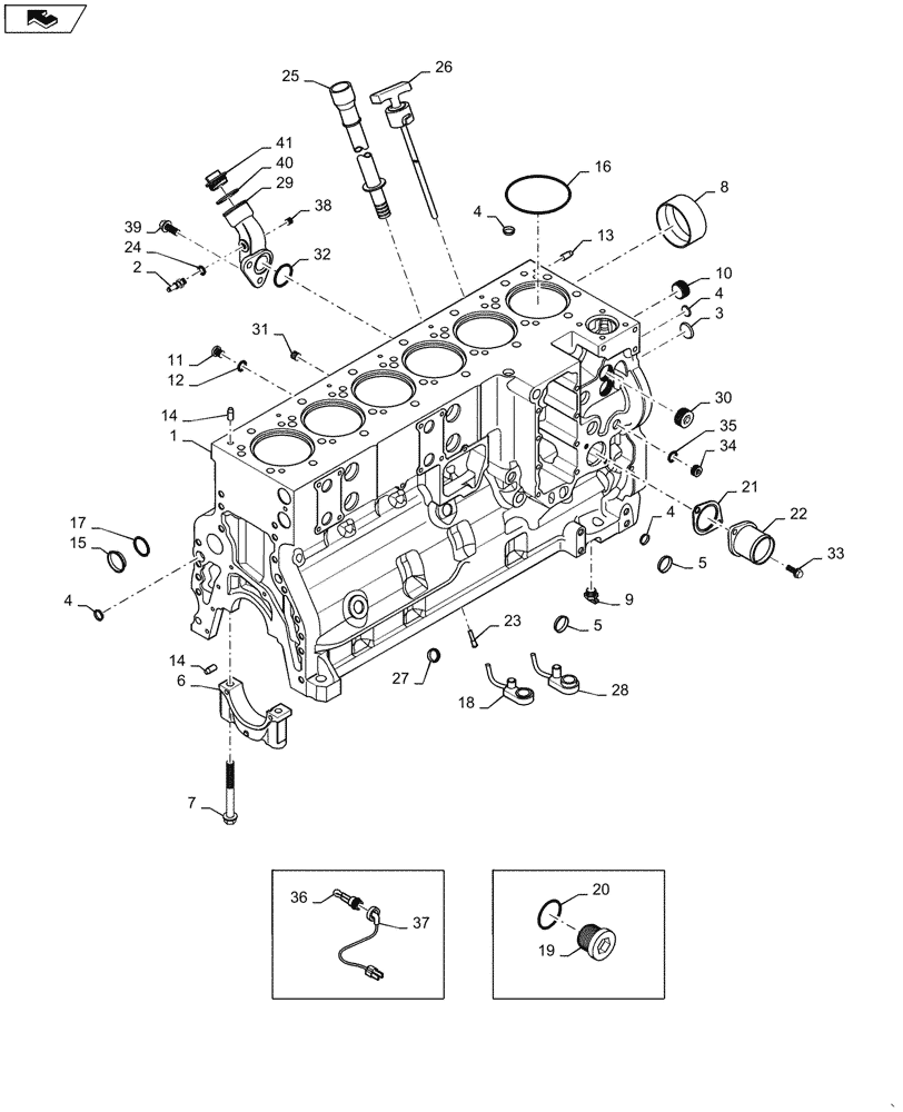 Схема запчастей Case IH MAGNUM 275 - (02-25) - CYLINDER BLOCK - ENGINE BLOCK HEATERS (02) - ENGINE