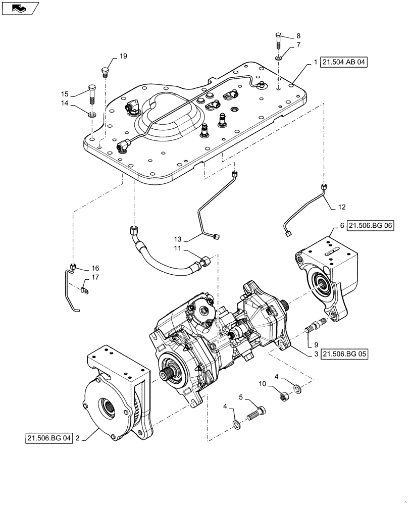 Схема запчастей Case IH MAGNUM 340 - (21.504.AB[03]) - TRANSMISSION - CVT - TOP COVER ASSY. (21) - TRANSMISSION