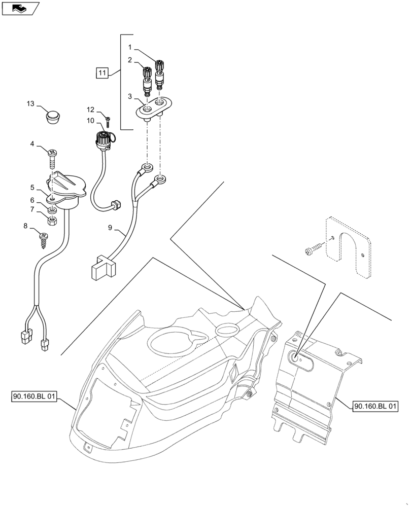 Схема запчастей Case IH MAXXUM 140 - (55.510.BM[02]) - VAR - 331619, 330866, 336007 + STD - AUXILIARY POWER SOCKETS AND CAPS (55) - ELECTRICAL SYSTEMS