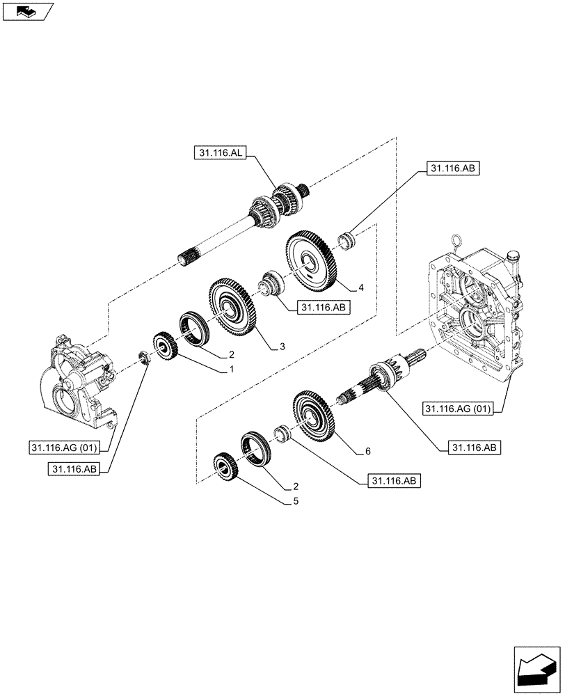 Схема запчастей Case IH FARMALL 105C - (31.116.AK[02]) - VAR - 743768 - PTO 540/540E/1000 RPM, HYDRAULIC, DRIVEN GEAR (31) - IMPLEMENT POWER TAKE OFF