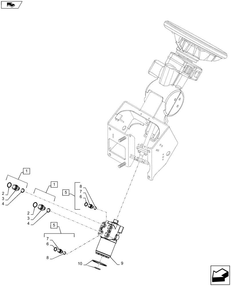 Схема запчастей Case IH MAXXUM 120 - (41.200.AF[02]) - HYDROSTATIC STEERING WITH CL.4 FRONT AXLE - STEERING MOTOR (41) - STEERING