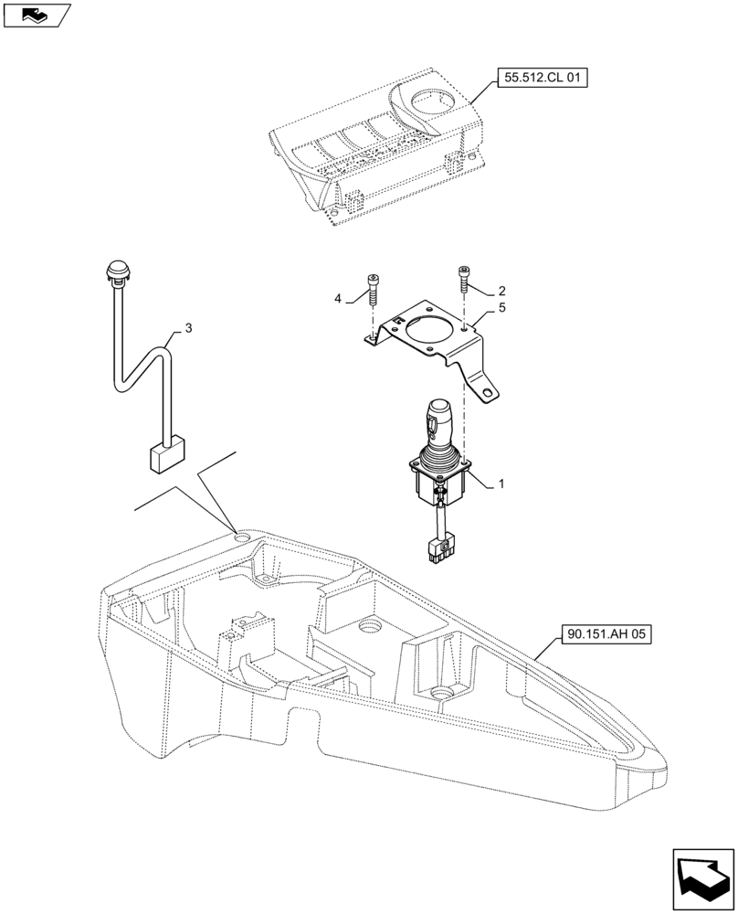 Схема запчастей Case IH MAXXUM 140 - (55.512.CL[04]) - VAR - 339782, 743688 - ELECTRONIC JOYSTICK WITH PROPORTIONAL SIMULTANEOUS CONTROL OF 3RD VALVE - JOYSTICK (55) - ELECTRICAL SYSTEMS