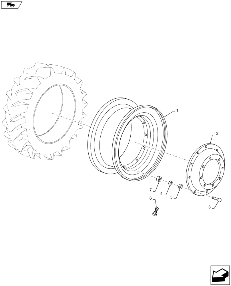 Схема запчастей Case IH MAXXUM 140 - (44.511.AG[06]) - VAR - 8241901, 8242904, 8851501, 8258404, 8258704, 8255904, 8815601, 8868901 - FRONT WHEELS (44) - WHEELS