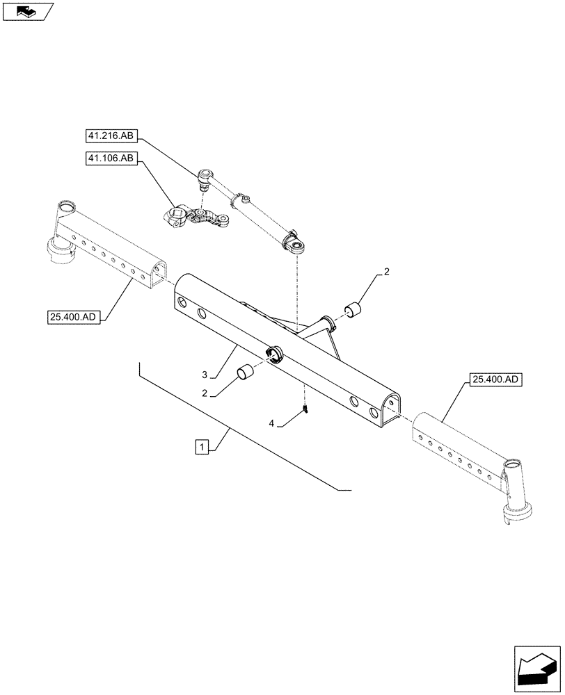 Схема запчастей Case IH FARMALL 115C - (25.400.AM) - VAR - 330581 - 2WD FRONT AXLE, BODY (25) - FRONT AXLE SYSTEM